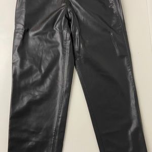 Zara faux leather black straight leg pant size 34 NWT
